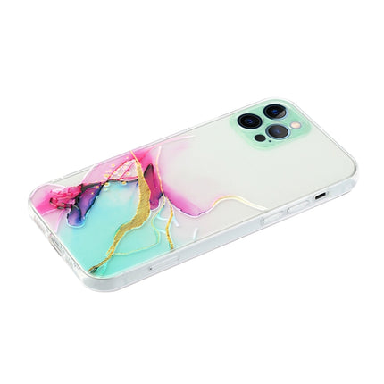 Hollow Marble Pattern TPU Straight Edge Fine Hole Protective Case For iPhone 12 Pro Max(Red Green)-garmade.com