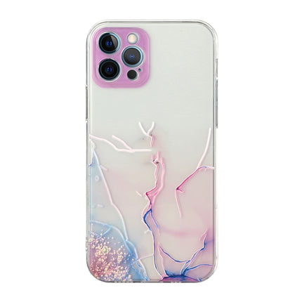 Hollow Marble Pattern TPU Straight Edge Fine Hole Protective Case For iPhone 12 Pro Max(Pink)-garmade.com