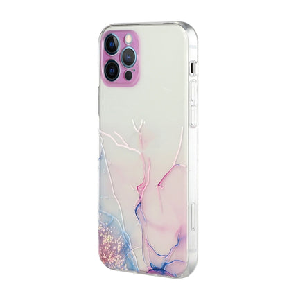 Hollow Marble Pattern TPU Straight Edge Fine Hole Protective Case For iPhone 12 Pro Max(Pink)-garmade.com