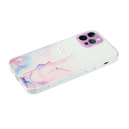 Hollow Marble Pattern TPU Straight Edge Fine Hole Protective Case For iPhone 12 Pro Max(Pink)-garmade.com