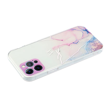 Hollow Marble Pattern TPU Straight Edge Fine Hole Protective Case For iPhone 12 Pro Max(Pink)-garmade.com