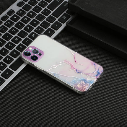 Hollow Marble Pattern TPU Straight Edge Fine Hole Protective Case For iPhone 12 Pro Max(Pink)-garmade.com