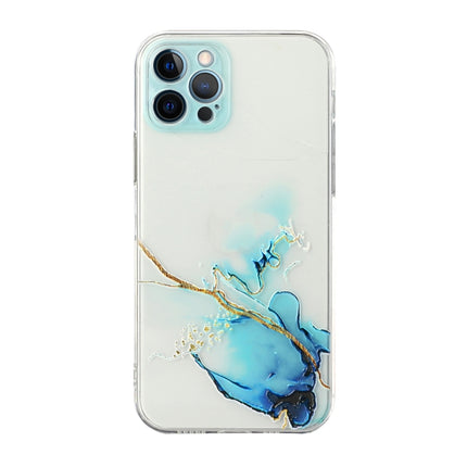 Hollow Marble Pattern TPU Straight Edge Fine Hole Protective Case For iPhone 12 Pro Max(Blue)-garmade.com