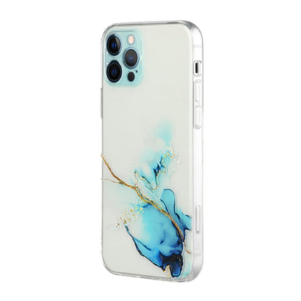 Hollow Marble Pattern TPU Straight Edge Fine Hole Protective Case For iPhone 12 Pro Max(Blue)-garmade.com