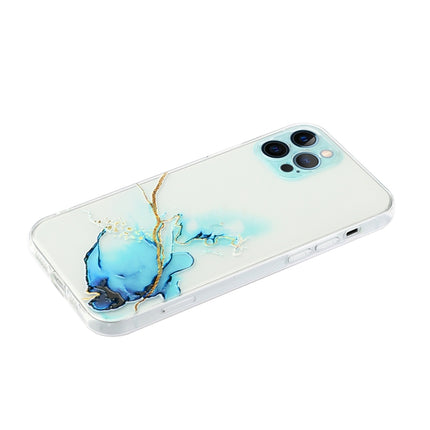 Hollow Marble Pattern TPU Straight Edge Fine Hole Protective Case For iPhone 12 Pro Max(Blue)-garmade.com