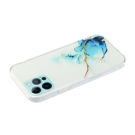 Hollow Marble Pattern TPU Straight Edge Fine Hole Protective Case For iPhone 12 Pro Max(Blue)-garmade.com