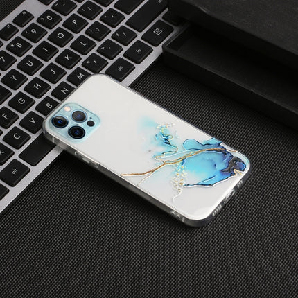 Hollow Marble Pattern TPU Straight Edge Fine Hole Protective Case For iPhone 12 Pro Max(Blue)-garmade.com