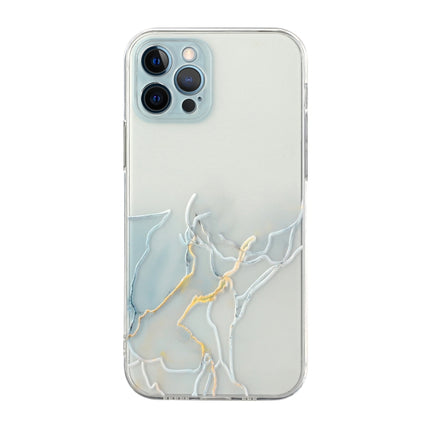 Hollow Marble Pattern TPU Straight Edge Fine Hole Protective Case For iPhone 12 Pro Max(Grey)-garmade.com