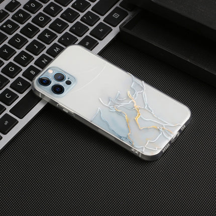 Hollow Marble Pattern TPU Straight Edge Fine Hole Protective Case For iPhone 12 Pro Max(Grey)-garmade.com