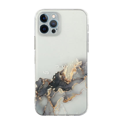 Hollow Marble Pattern TPU Straight Edge Fine Hole Protective Case For iPhone 12 Pro Max(Black)-garmade.com