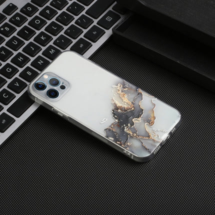 Hollow Marble Pattern TPU Straight Edge Fine Hole Protective Case For iPhone 12 Pro Max(Black)-garmade.com