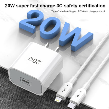TOTUDESIGN HY034 Glory Series 20W Type-C / USB-C Fast Charging Travel Charger Power Adapter, EU Plug(White)-garmade.com