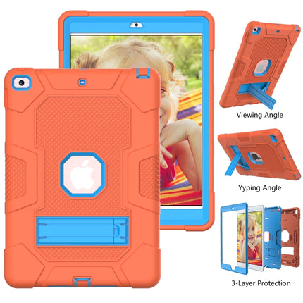 For iPad 10.2 2021 / 2020 / 2019 Contrast Color Robot Shockproof Silicone + PC Protective Case with Holder(Orange Blue)-garmade.com