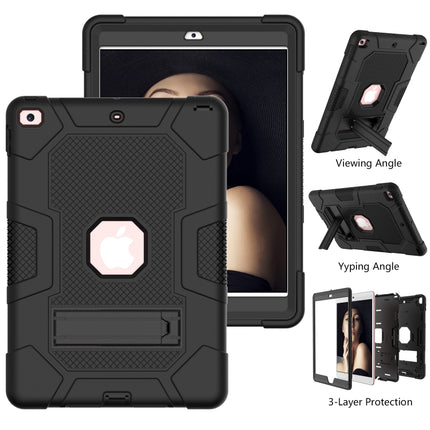 For iPad 10.2 2021 / 2020 / 2019 Contrast Color Robot Shockproof Silicone + PC Protective Case with Holder(Black)-garmade.com