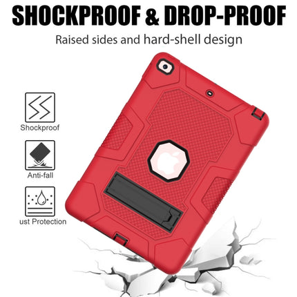 For iPad 10.2 2021 / 2020 / 2019 Contrast Color Robot Shockproof Silicone + PC Protective Case with Holder(Red Black)-garmade.com