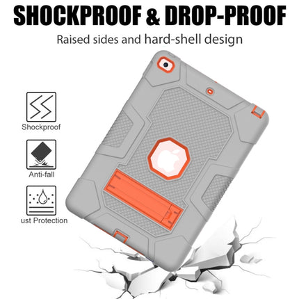 For iPad 10.2 2021 / 2020 / 2019 Contrast Color Robot Shockproof Silicone + PC Protective Case with Holder(Grey Orange)-garmade.com