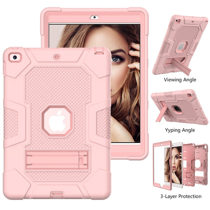 For iPad 10.2 2021 / 2020 / 2019 Contrast Color Robot Shockproof Silicone + PC Protective Case with Holder(Rose Gold)-garmade.com