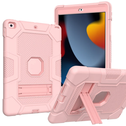 For iPad 10.2 2021 / 2020 / 2019 Contrast Color Robot Shockproof Silicone + PC Protective Case with Holder(Rose Gold)-garmade.com