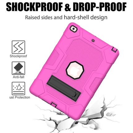For iPad 10.2 2021 / 2020 / 2019 Contrast Color Robot Shockproof Silicone + PC Protective Case with Holder(Rose Red Black)-garmade.com