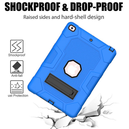 For iPad 10.2 2021 / 2020 / 2019 Contrast Color Robot Shockproof Silicone + PC Protective Case with Holder(Dark Blue Black)-garmade.com