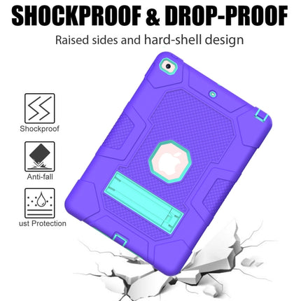 For iPad 10.2 2021 / 2020 / 2019 Contrast Color Robot Shockproof Silicone + PC Protective Case with Holder (Purple Mint Green)-garmade.com