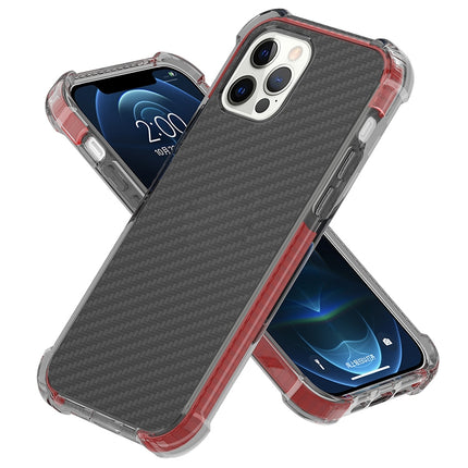 Carbon Fiber Acrylic Protective Case For iPhone 12 / 12 Pro(Red)-garmade.com