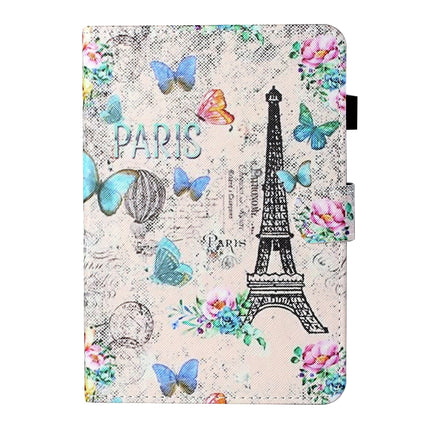 Coloured Drawing Stitching Horizontal Flip Leather Case with Holder & Card Slot & Sleep / Wake-up Function For iPad mini 5 / 4 / 3 / 2 / 1(Tower and Butterflies)-garmade.com