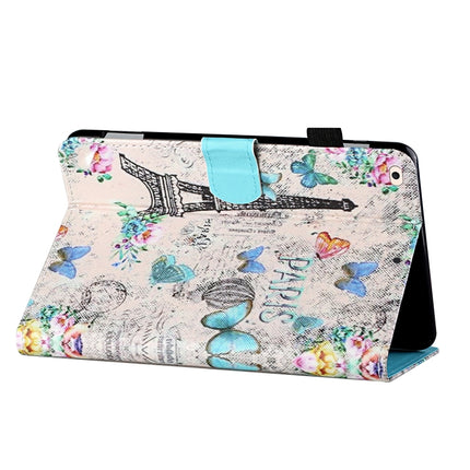 Coloured Drawing Stitching Horizontal Flip Leather Case with Holder & Card Slot & Sleep / Wake-up Function For iPad mini 5 / 4 / 3 / 2 / 1(Tower and Butterflies)-garmade.com
