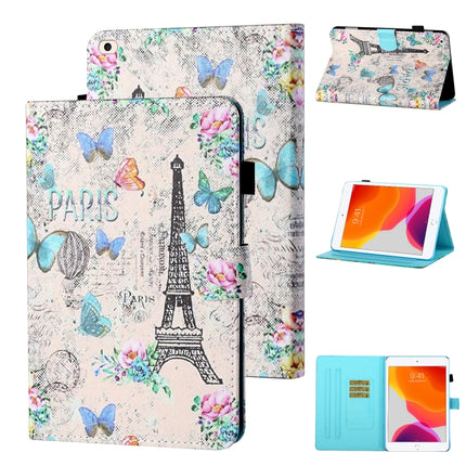 Coloured Drawing Stitching Horizontal Flip Leather Case with Holder & Card Slot & Sleep / Wake-up Function For iPad mini 5 / 4 / 3 / 2 / 1(Tower and Butterflies)-garmade.com
