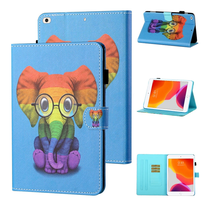 Coloured Drawing Stitching Horizontal Flip Leather Case with Holder & Card Slot & Sleep / Wake-up Function For iPad mini 5 / 4 / 3 / 2 / 1(Colorful Elephant)-garmade.com