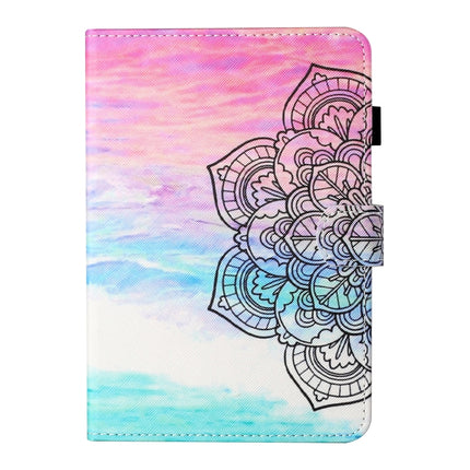 For Samsung Galaxy Tab S6 Lite P610/P615 Coloured Drawing Stitching Horizontal Flip Leather Case with Holder & Card Slot & Sleep / Wake-up Function(Colorful Mandala)-garmade.com