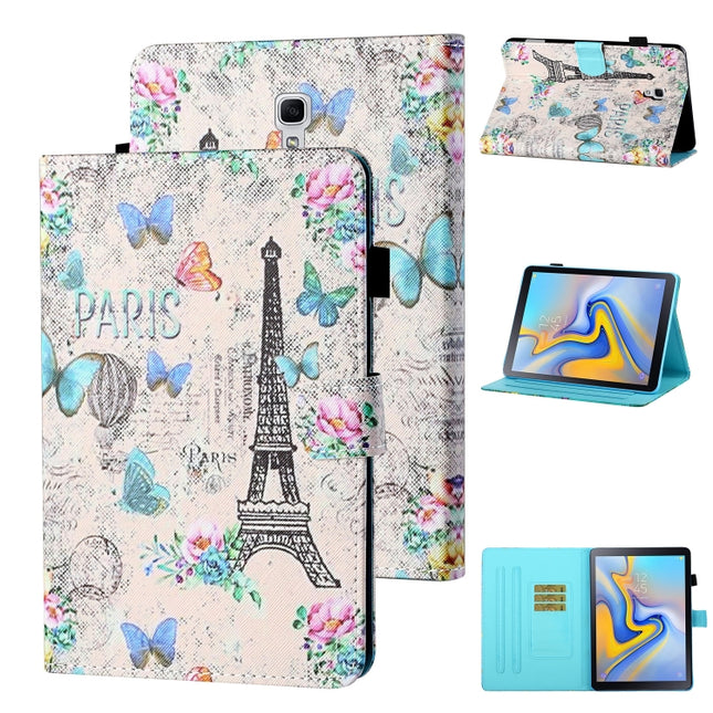 For Samsung Galaxy Tab A 10.5 T590/T595 Coloured Drawing Stitching Horizontal Flip Leather Case with Holder & Card Slot & Sleep / Wake-up Function(Tower and Butterflies)-garmade.com
