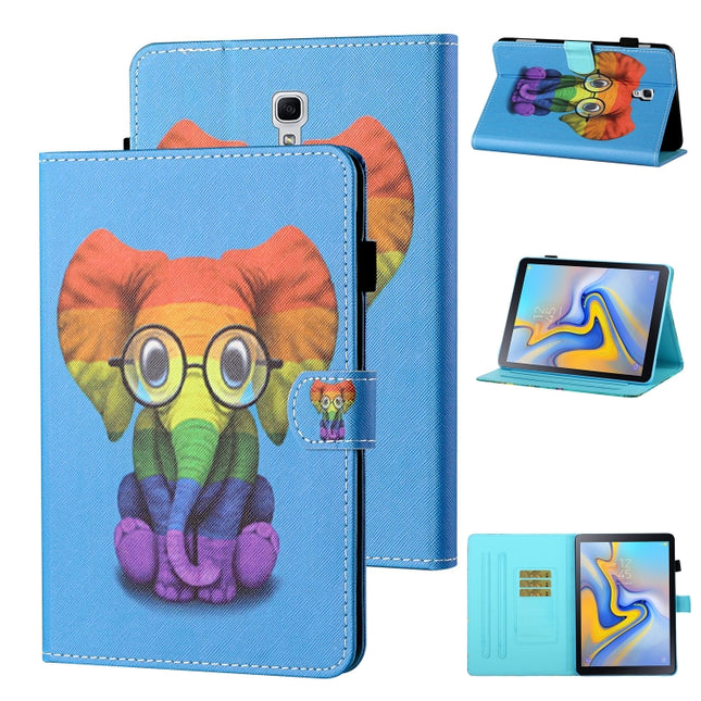 For Samsung Galaxy Tab A 10.5 T590/T595 Coloured Drawing Stitching Horizontal Flip Leather Case with Holder & Card Slot & Sleep / Wake-up Function(Colorful Elephant)-garmade.com