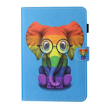 For Samsung Galaxy Tab A 10.5 T590/T595 Coloured Drawing Stitching Horizontal Flip Leather Case with Holder & Card Slot & Sleep / Wake-up Function(Colorful Elephant)-garmade.com