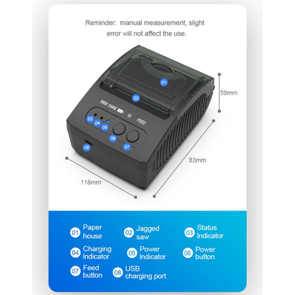 5811DD 58mm Bluetooth 4.0 Portable Thermal Bluetooth Receipt Printer, UK Plug-garmade.com