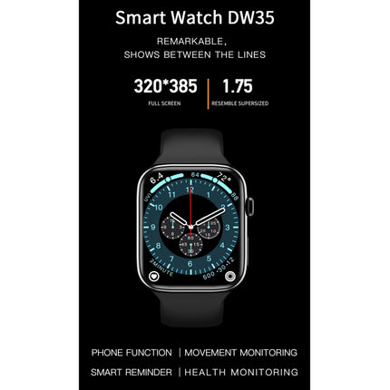 DW35 1.75 inch Full Screen IP67 Waterproof Smart Watch, Support Sleep Monitor / Heart Rate Monitor / Bluetooth Call(Black)-garmade.com