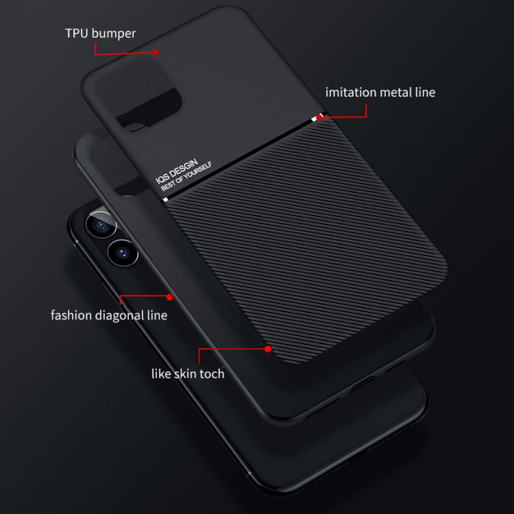 Classic Tilt Strip Grain Magnetic Shockproof PC + TPU Case For iPhone 12 mini(Blue)-garmade.com