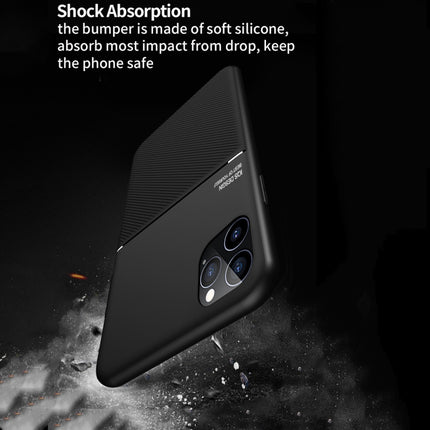 Classic Tilt Strip Grain Magnetic Shockproof PC + TPU Case For iPhone 12 Pro Max(Blue)-garmade.com