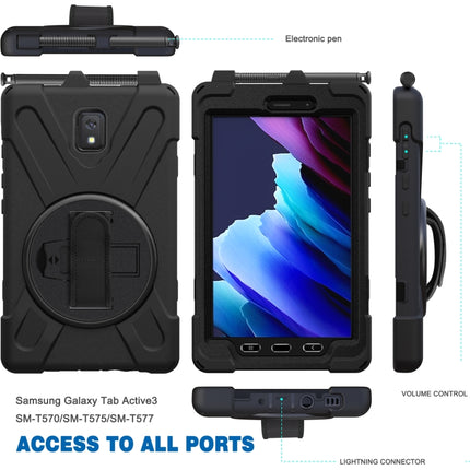 For Samsung Galaxy Tab active 3 T570 / T575 8.0 Shockproof Colorful Silicone + PC Protective Case with Holder & Shoulder Strap & Hand Strap(Black)-garmade.com