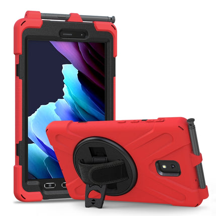 For Samsung Galaxy Tab active 3 T570 / T575 8.0 Shockproof Colorful Silicone + PC Protective Case with Holder & Shoulder Strap & Hand Strap(Red)-garmade.com