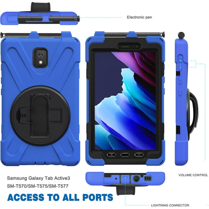 For Samsung Galaxy Tab active 3 T570 / T575 8.0 Shockproof Colorful Silicone + PC Protective Case with Holder & Shoulder Strap & Hand Strap(Blue)-garmade.com