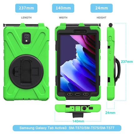 For Samsung Galaxy Tab active 3 T570 / T575 8.0 Shockproof Colorful Silicone + PC Protective Case with Holder & Shoulder Strap & Hand Strap(Green)-garmade.com