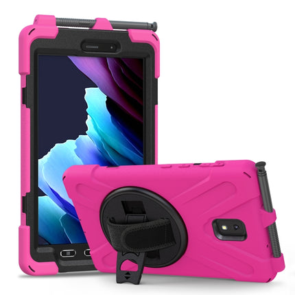 For Samsung Galaxy Tab active 3 T570 / T575 8.0 Shockproof Colorful Silicone + PC Protective Case with Holder & Shoulder Strap & Hand Strap(Rose Red)-garmade.com