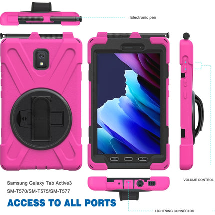 For Samsung Galaxy Tab active 3 T570 / T575 8.0 Shockproof Colorful Silicone + PC Protective Case with Holder & Shoulder Strap & Hand Strap(Rose Red)-garmade.com