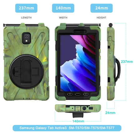 For Samsung Galaxy Tab active 3 T570 / T575 8.0 Shockproof Colorful Silicone + PC Protective Case with Holder & Shoulder Strap & Hand Strap(Camouflage)-garmade.com