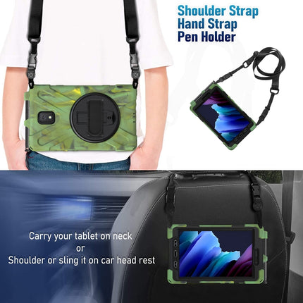 For Samsung Galaxy Tab active 3 T570 / T575 8.0 Shockproof Colorful Silicone + PC Protective Case with Holder & Shoulder Strap & Hand Strap(Camouflage)-garmade.com