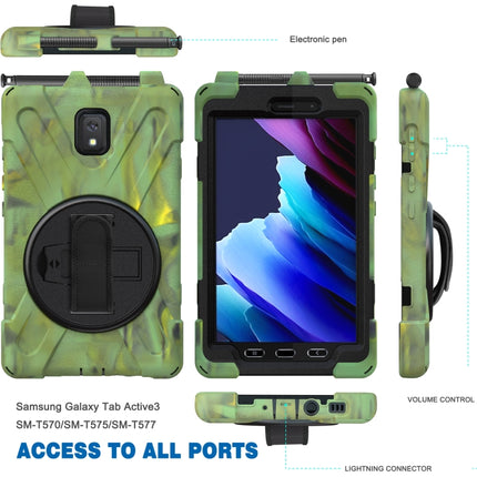 For Samsung Galaxy Tab active 3 T570 / T575 8.0 Shockproof Colorful Silicone + PC Protective Case with Holder & Shoulder Strap & Hand Strap(Camouflage)-garmade.com