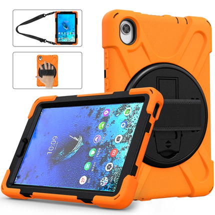 For Lenovo Tab M8 (2020) TB-8705F 8.0 inch Shockproof Colorful Silicone + PC Protective Case with Holder & Shoulder Strap & Hand Strap(Orange)-garmade.com