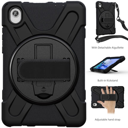For Lenovo Tab M8 (2020) TB-8705F 8.0 inch Shockproof Colorful Silicone + PC Protective Case with Holder & Shoulder Strap & Hand Strap(Black)-garmade.com