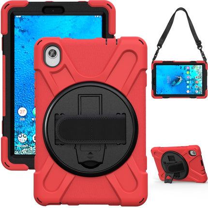 For Lenovo Tab M8 (2020) TB-8705F 8.0 inch Shockproof Colorful Silicone + PC Protective Case with Holder & Shoulder Strap & Hand Strap(Red)-garmade.com